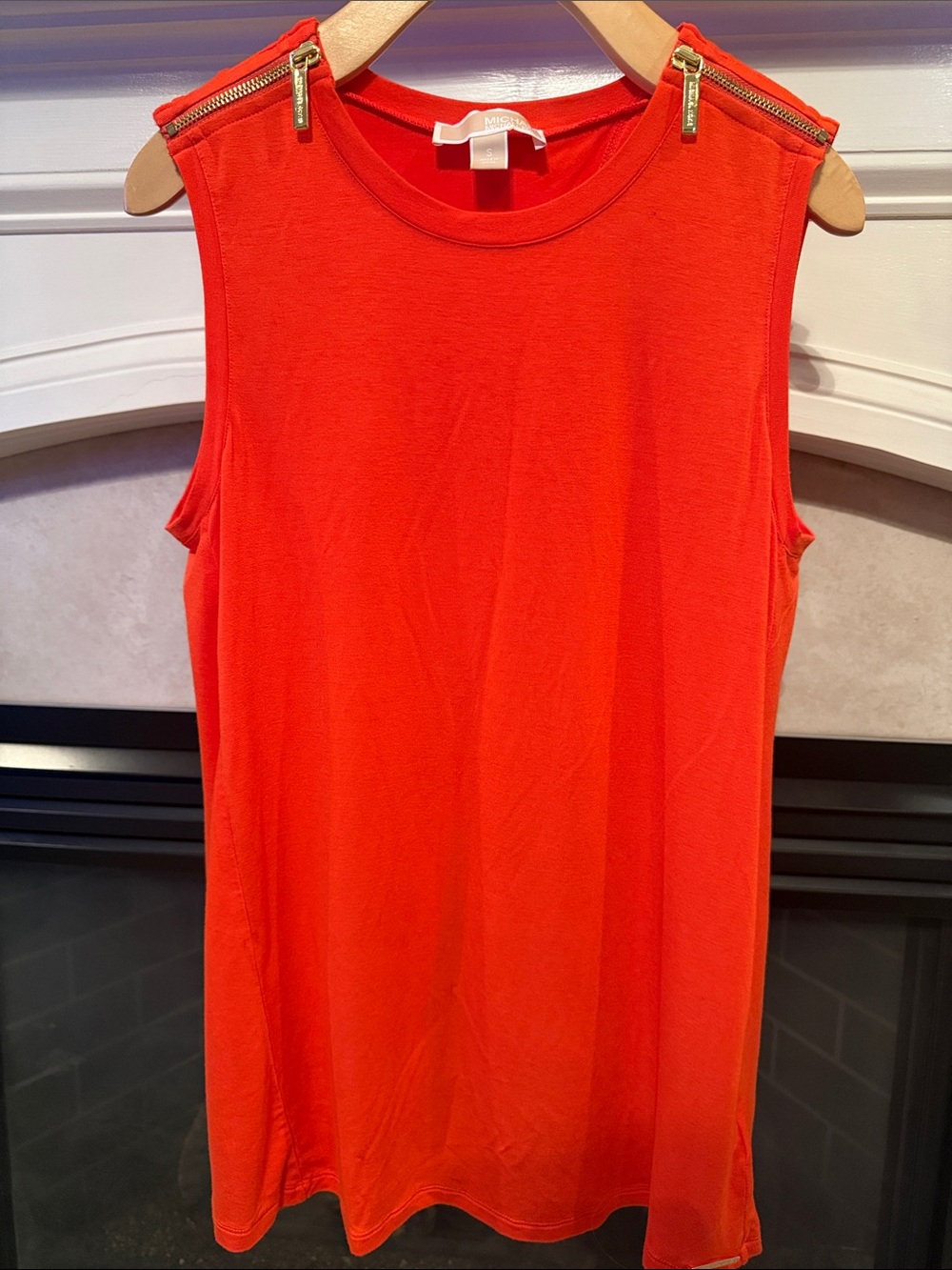 MICHAEL Michael Kors Vibrant Orange Sleeveless Tank Shoulder Zippers Split Back